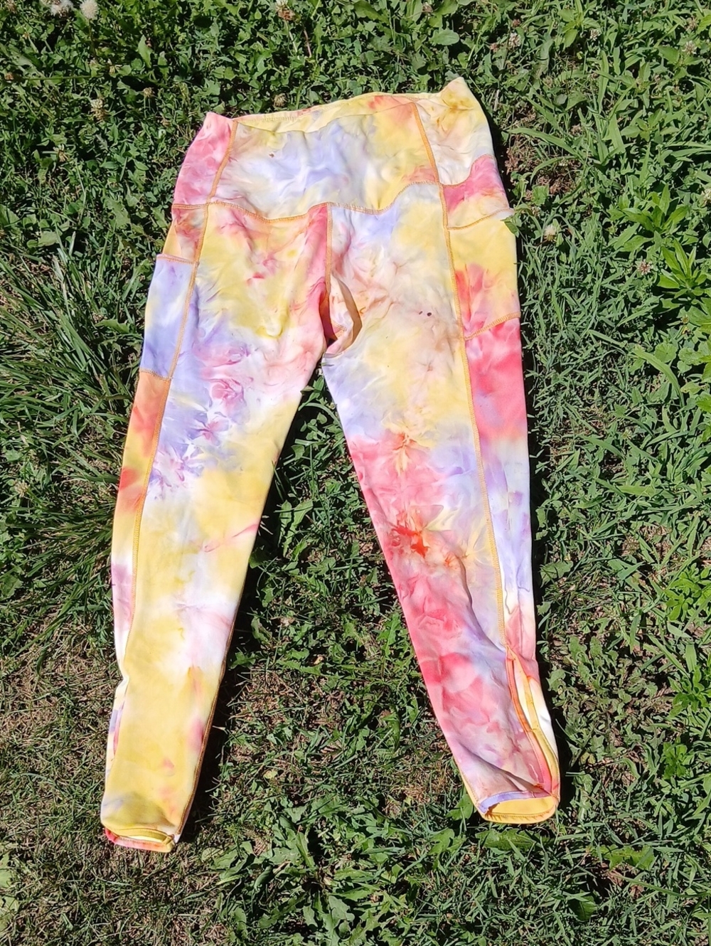 Tie-Dye Leggings - Yellow Pink Purple White Red